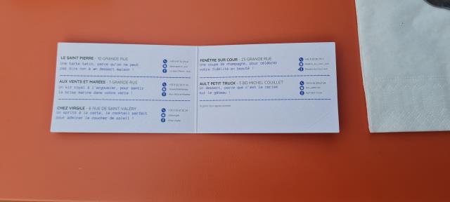 La carte d'infidélité du groupement de restaurateurs d'Ault.