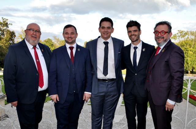 Jean-Pascal Paubert (directeur du concours), Bastien Debono, Clément Sommier, Quentin Vauléon et Fabrice Sommier (président de l'Union de la sommellerie française.