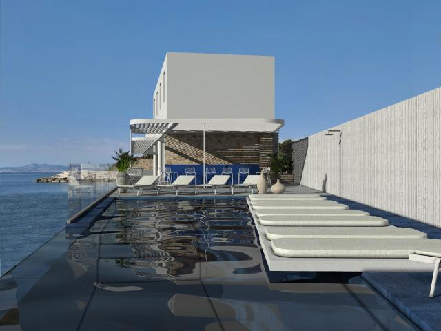 La piscine à débordement de l'Hôtel Bleu, à Carry-le-Rouet.