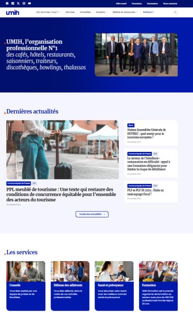 La page d'accueil du site internet de l'Umih. 