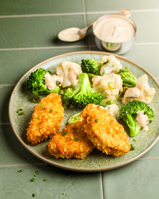 Les Crispy Tenders, prets à servir en remplacement de la protéine animale.