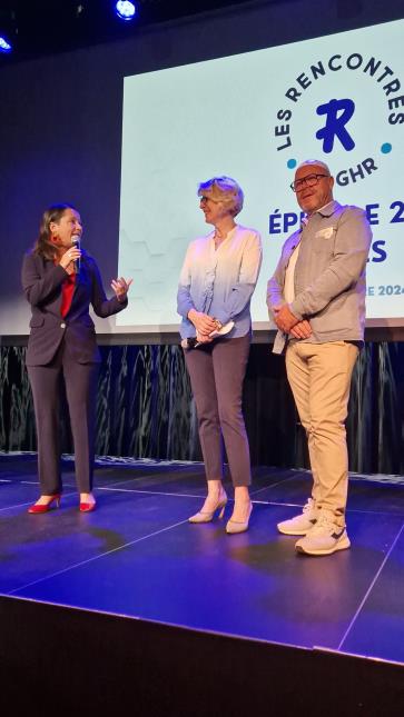 Johanna Rolland, maire de Nantes, Catherine Quérard, présidente du GHR et Loïc Corbel , président du GHR Grand Ouest