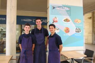 restaurant l'Escabèche : Séphane, apprenti, Guillaume de Nucheze, créateur, Laurent en cuisine