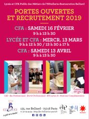 Le lycée et le CFA Public des Métiers de l'Hôtellerie-Restauration Belliard OUVRENT LEURS PORTES