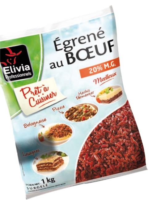 L'Égrené au Boeuf surgelé de Elivia Professionnels.