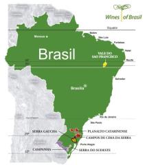 Le vignoble brésielien est divisé en six régions : Serra Gaúcha, Campanha, Serra do Sudeste, Campos...