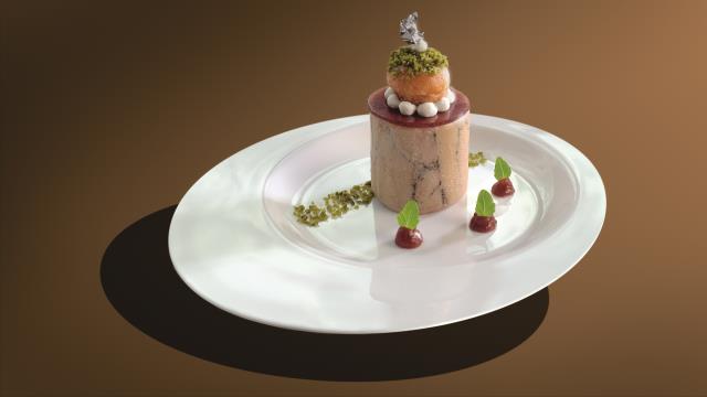 Religieuse de foie gras, pomme pruneau