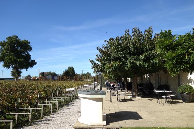 La terrasse du restaurant ouvre sur les vignes