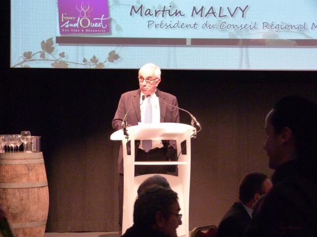 Soirée dégustation autour des vins du Sud-Ouest , Martin Malvy le Président de la Région Midi Pyrénées.