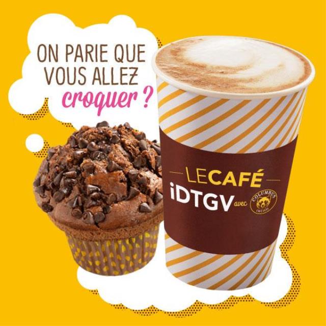 L'affiche de communication du café iDTGV avec Columbus Café & Co.