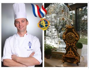 Nicolas Jordan, chef enseignant de l'école Le Cordon Bleu Paris, lauréat du MOF 2015, avec sa...