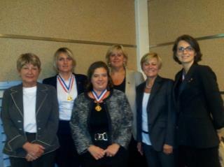 De gche à dte : Nicole Spitz, présidente de classe, Marie Fleur Raynard, MOF 2011, Gaelle Bretaut,...