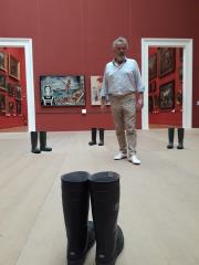 Alain Passard, devant l'une de ses oeuvres actuellement exposées à l'Open Museum au Palais des...