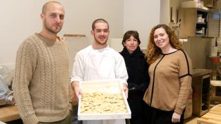 Les chefs Giovanni Passerini, Riccardo Zonzin et Kailey Hoyle et la responsable de la boutique Eva...