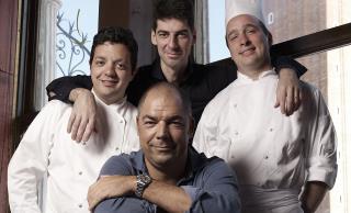 Silvio Giavedoni, chef du Quadri, Massimiliano Alajmo, Denis Mattiuzzi, sous-chef et au premier...