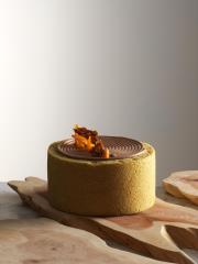 Pumpkin est un entremets au chocolat lacté Orizaba, aux kumquats des agrumes Bachès et à la courge.