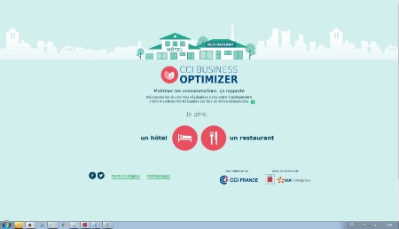 Page d'accueil de l'application CCI Business Optimizer.