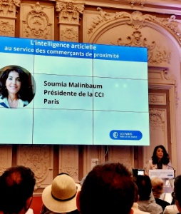Soumia Malinbaum, prsidente de la CCI de Paris, veut faire de l'IA 'un partenaire des commerants'.
