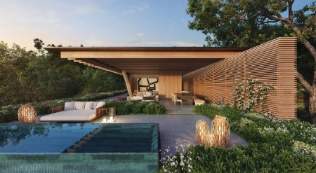 Projet de bungalow de luxe  du futur boutique-htel Bulgari Resort Los Angeles.