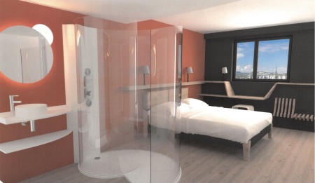 Vue 3D d'une chambre du futur htel Nomad,  Dijon.