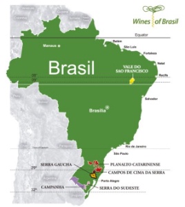 Les six rgions viticoles : Serra Gacha, Campanha, Serra do Sudeste, Campos de Cima da Serra, Planalto Catarinense, Vale do So Francisco.