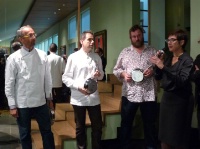 De gauche  droite : Michel Portos, Philippe Labb, Benot Bernard et Patricia Alexandre juste avant l'annonce du Cuisinier de l'anne.