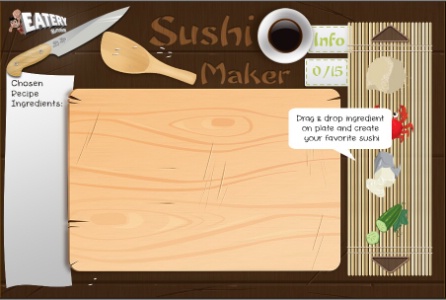 The Sushi Maker, jeu invent par le restaurant The Eatery, permet aux internautes de crer leurs propres recettes de sushis.